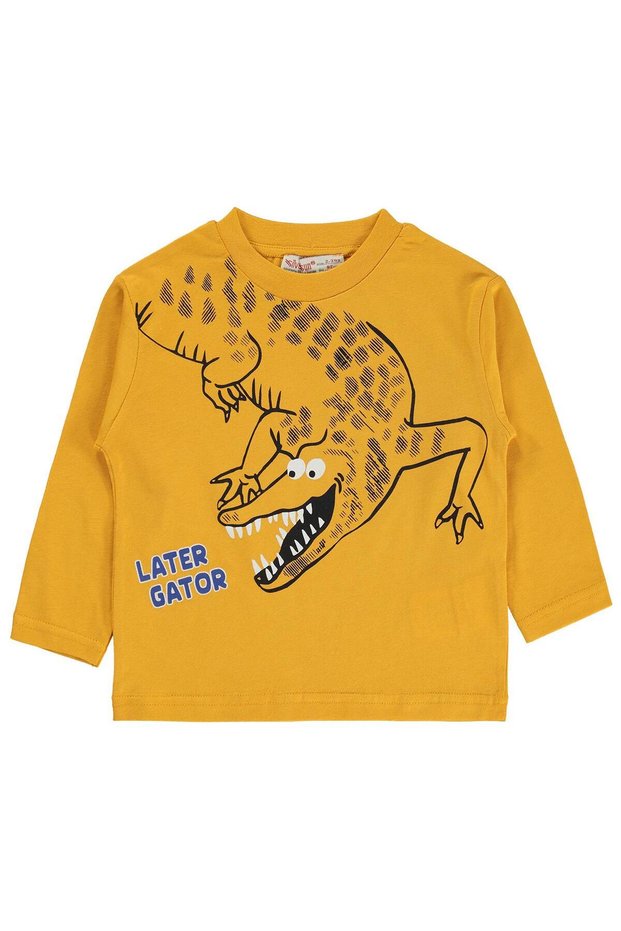 Crocodile Printed Sweatshirt for Ages 2-7 - Yellow