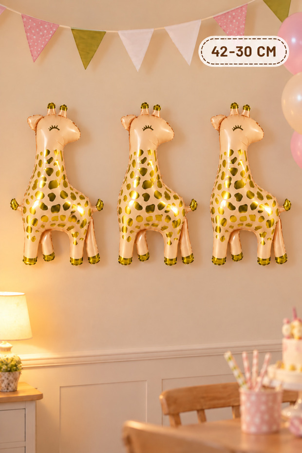 Giraffe Foil Balloon Set of 3 42X30 cm Safari Jungle Animals Themed Baby Birthday Party Decoration Balloons