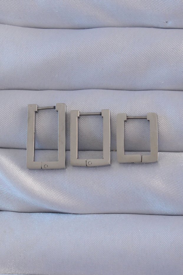 316L Steel Silver Color Rectangular Earring Set