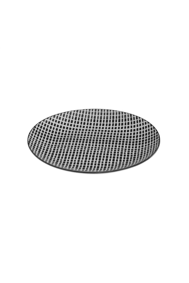 Bohemia Square Porcelain Dessert Plate (19 cm, Black & White)