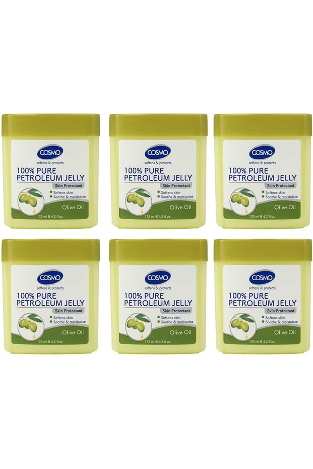 Skin Care Olive Oil 100% Pure Petroleum Jelly 125ml Pack Of 6 | Deep Nourishment & Anti Aging Care | Non Greasy Multi Purpose Moisturizer | Protective Barrier For Dry, Chapped Skin