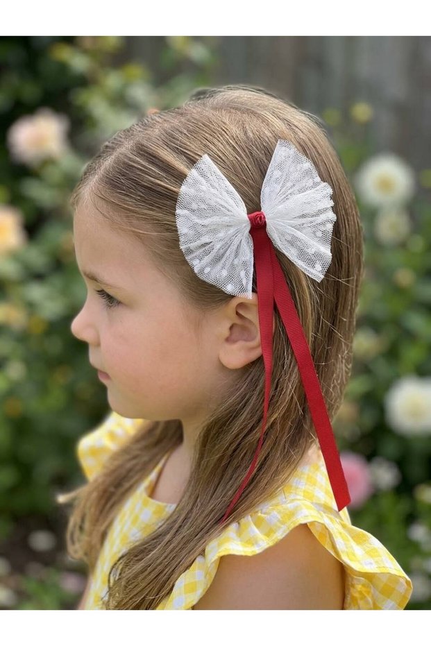 Girl's White Lace Bow Buckle