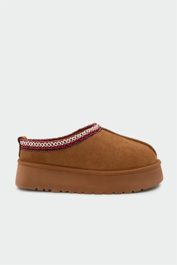 Dars Taba Suede Ethnic Patterned Women's Boots with Fur Inside