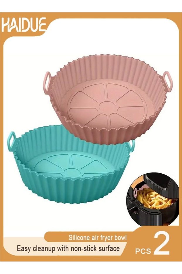 2 Pcs Air Fryer Silicone Liner Non Stick Reusable