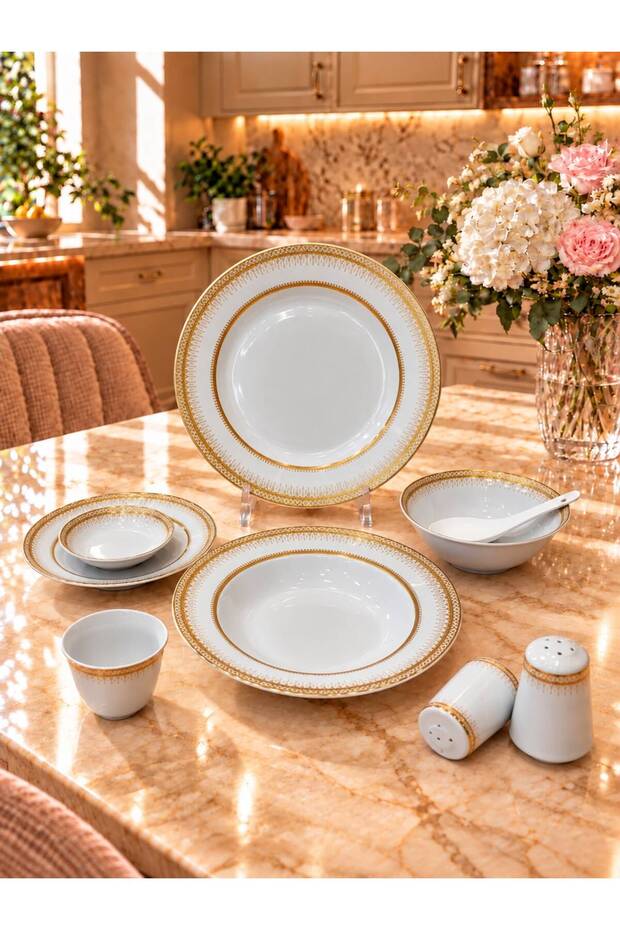 Dinner Set Dinnerware 30 Piece Gold