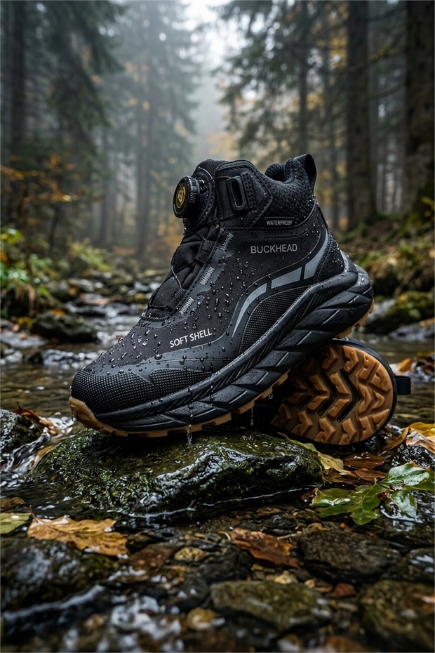 Waterproof Orthopedic Rotating Button Rubber Sole Boys' Outdoor Boots