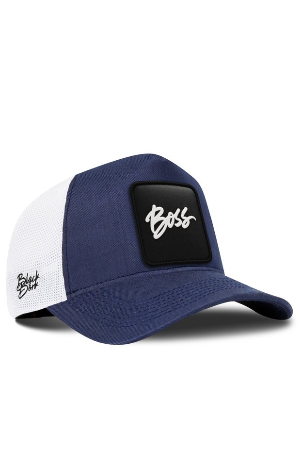 Cordura Navy-White Trucker Cap with Company Logo