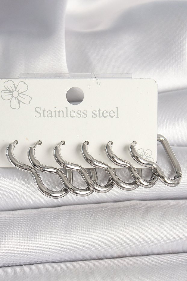 316L Steel Silver Color Heart Model Women's Earring Set