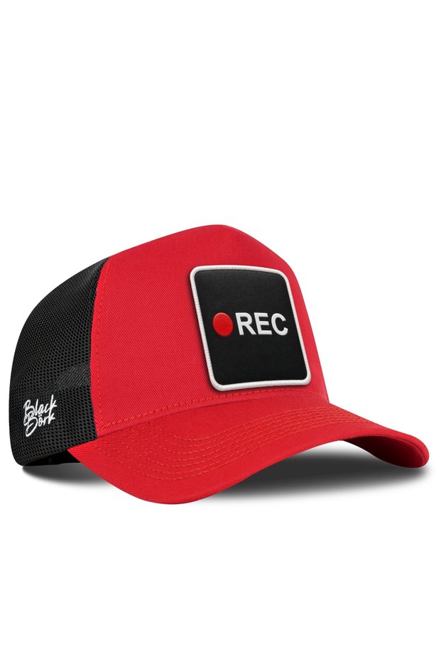 Red-Black Trucker Hat with Rec Logo
