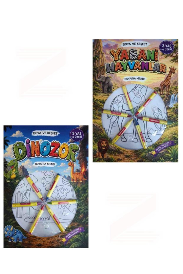 Paint and explore wild animals dinosaur coloring book 2 book set (ages 3 and up)