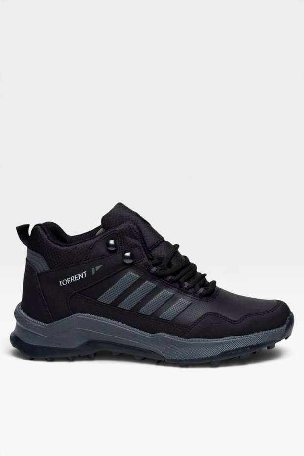 Men's Four-Stripe Lace-Up Sports Trekking & Outdoor Boots Black - Smoke