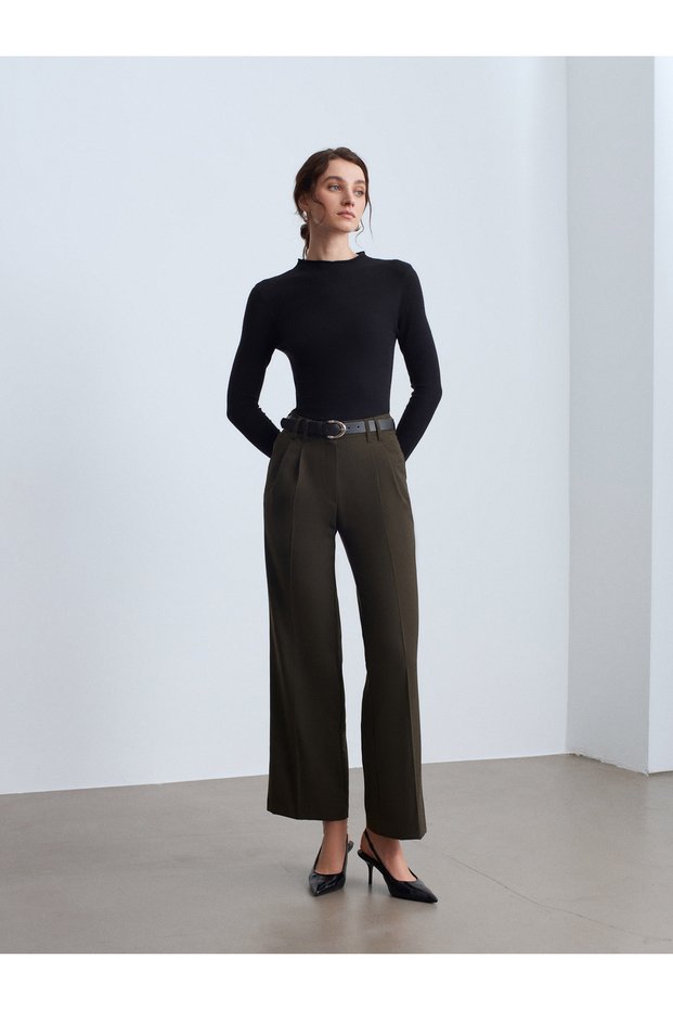 High Collar Cashmere Blend Knit Sweater