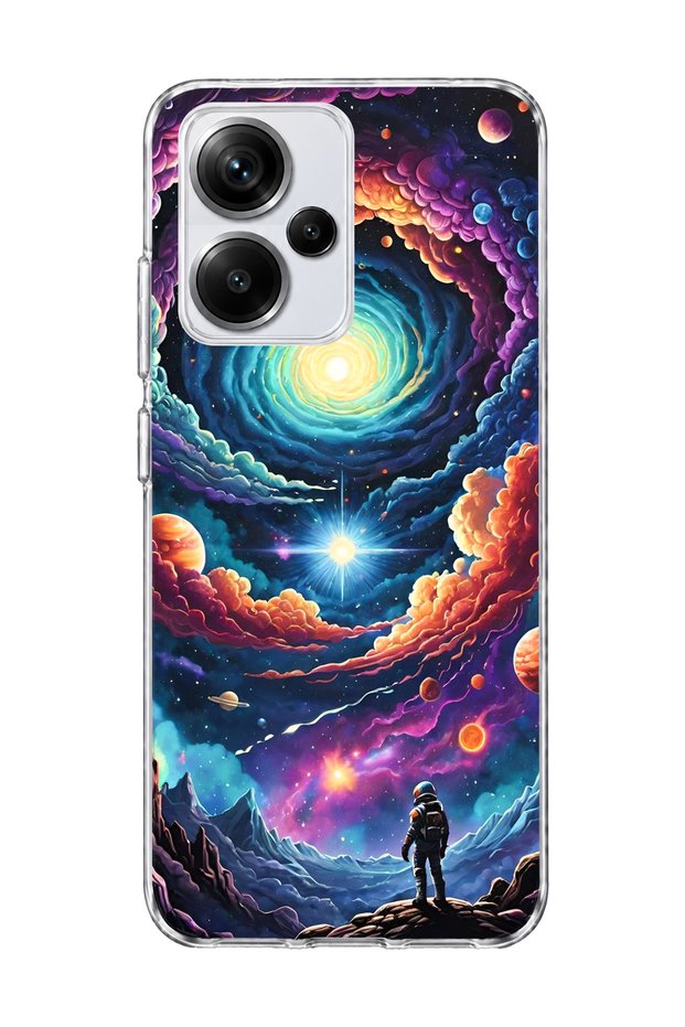 Redmi Note 13 Pro Plus 5g Compatible Galaxy Swirl Astronaut Printed Transparent Phone Case