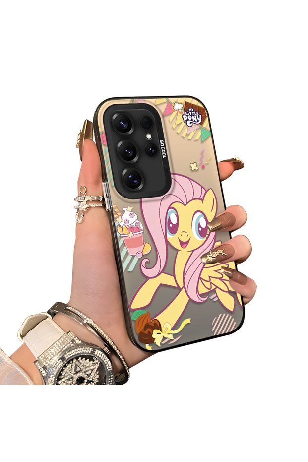 Fluttershy Pattern Phone Case with Silicone Edges and Acrylic Hard Back Panel Compatible with Samsung Galaxy S25 Ultra
