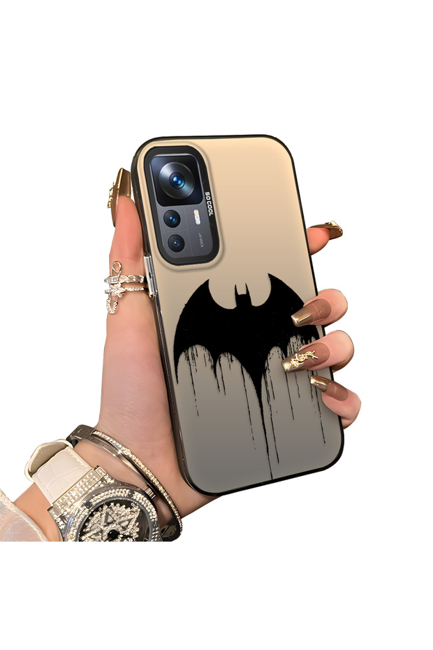 Xiaomi Mi 12T/12T Pro Compatible Acrylic Hard Back Panel with Silicone Edges Batman Patterned Phone Case