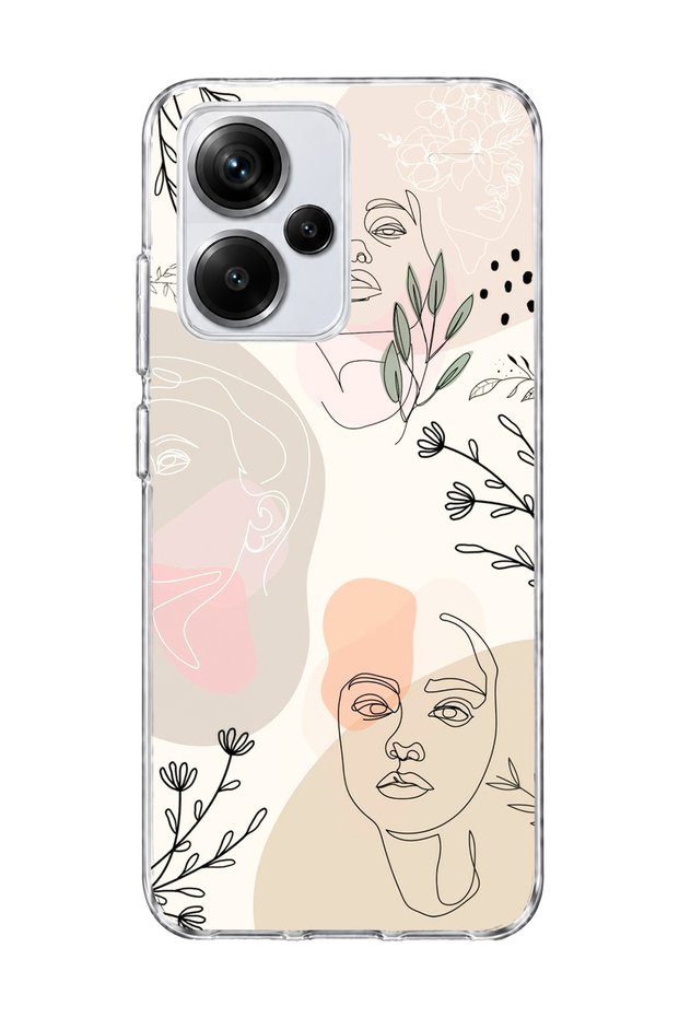Redmi Note 13 Pro Plus 5g Compatible Stripe Leaf Printed Transparent Phone Case