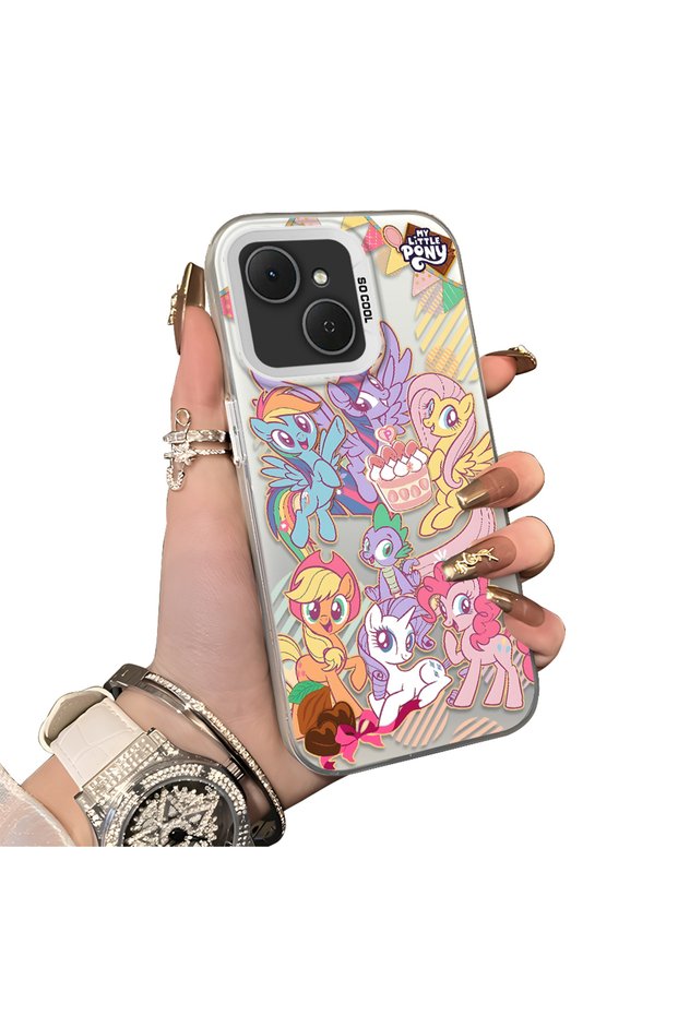 Tecno Spark 40C Compatible Acrylic Hard Back Panel with Silicone Edges and Pony Pattern Phone Case