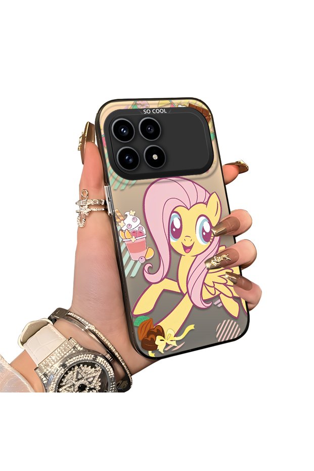 Xiaomi Redmi K90 5g Compatible Acrylic Hard Back Panel with Silicone Edges Fluttershy Patterned Phone Case