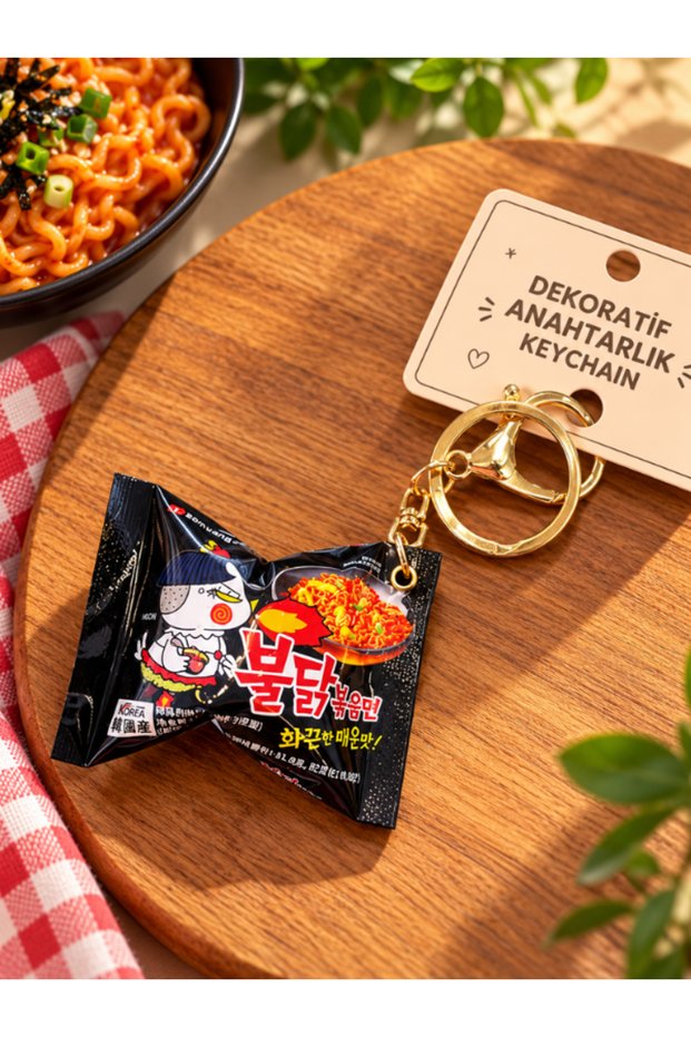 Korean Noodle Ramen Package Design Keychain – Cute Decorative Bag Accessory
