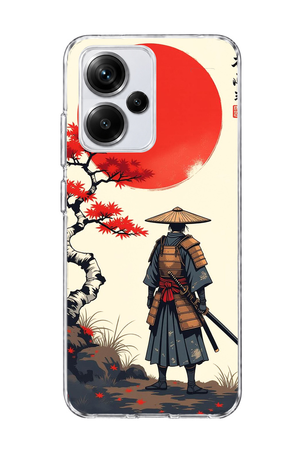 Redmi Note 13 Pro Plus 5g Compatible Samurai Red Sun Maple Printed Transparent Phone Case