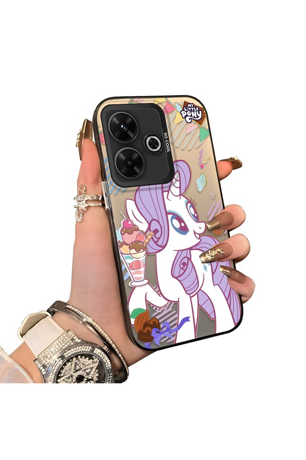 Xiaomi Poco M6 4g Compatible Acrylic Hard Back Panel with Silicone Edges Rarity Pattern Phone Case