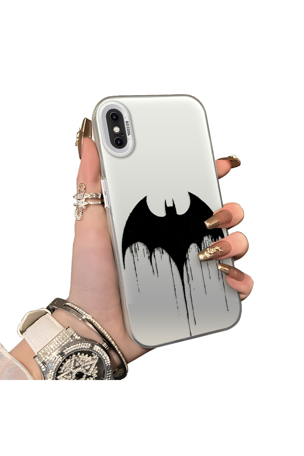 iPhone X/Xs Compatible Acrylic Hard Back Panel with Silicone Edges Batman Patterned Phone Case