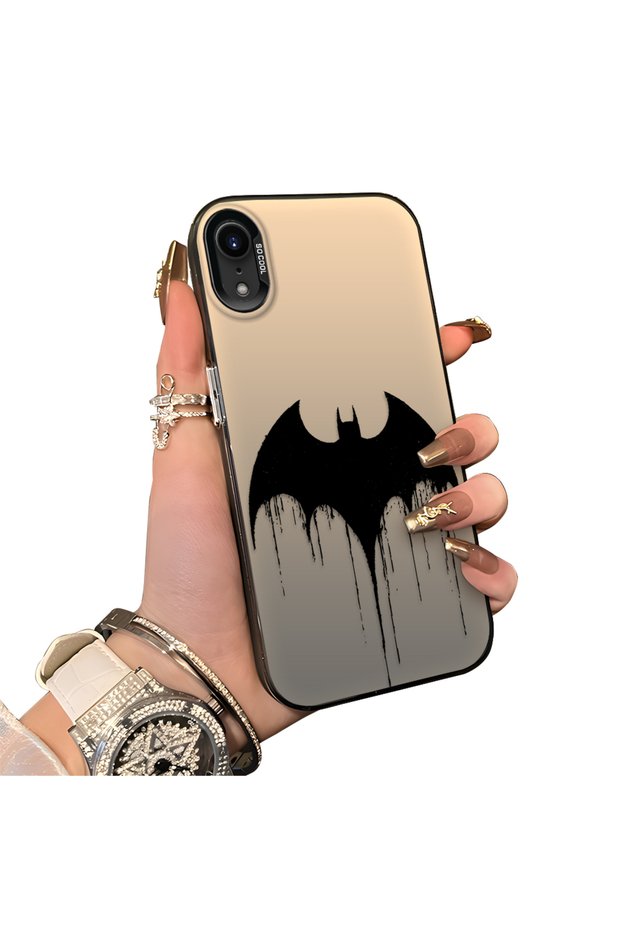 iPhone Xr Compatible Acrylic Hard Back Panel with Silicone Edges Batman Patterned Phone Case