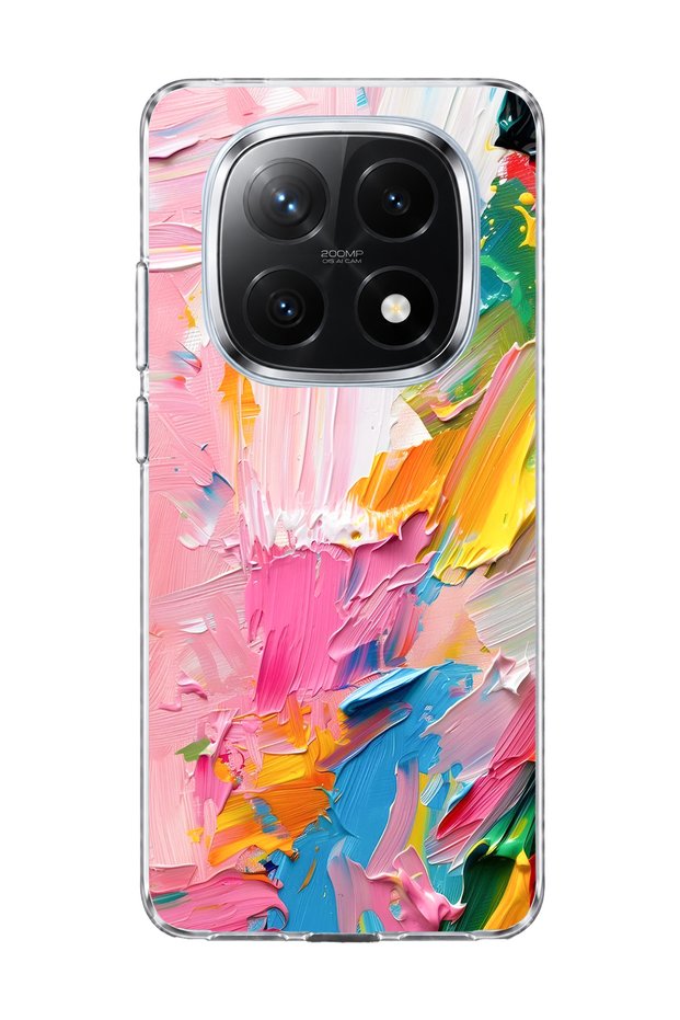 Redmi Note 14 Pro Plus 5g Compatible Pink Brushstroke Printed Transparent Phone Case