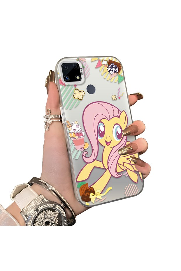 Realme C15/C25/C25S Compatible Acrylic Hard Back Panel Silicone Edged Fluttershy Pattern Phone Case