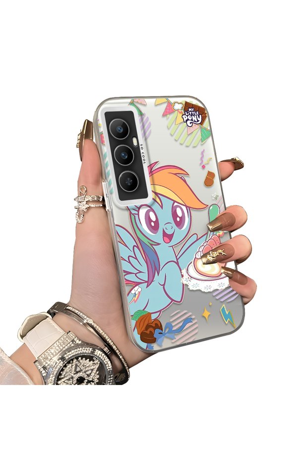 Rainbow Dash Pattern Phone Case with Acrylic Hard Back Panel and Silicone Edges, Compatible with Realme C65 4g