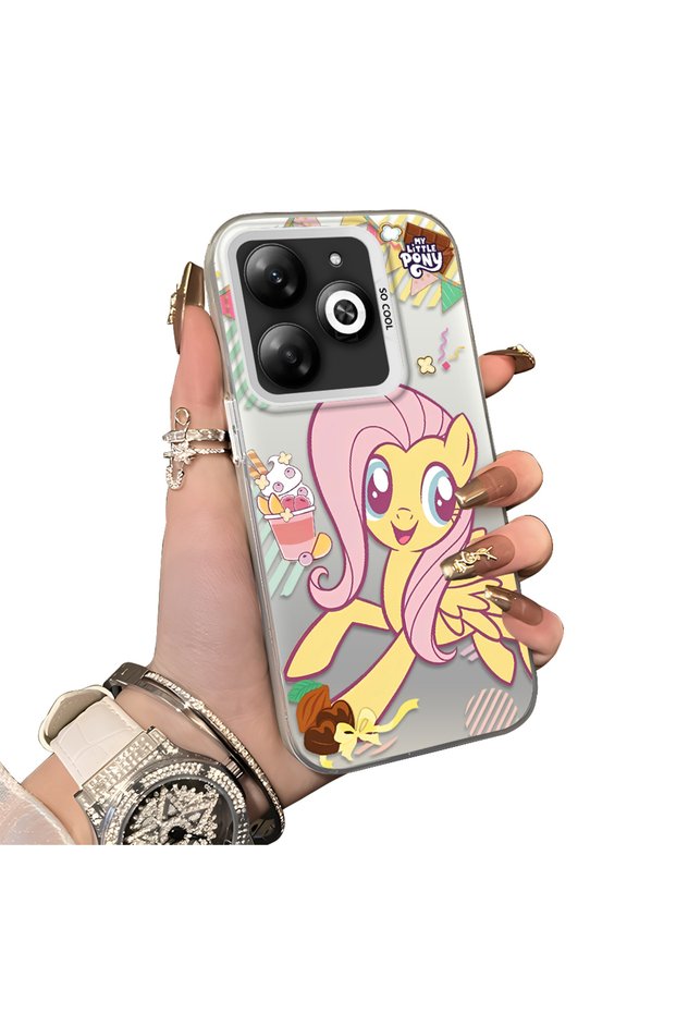 Fluttershy Pattern Phone Case for Infinix Smart 8/8 Pro/8 Plus Compatible Acrylic Hard Back Panel with Silicone Edges