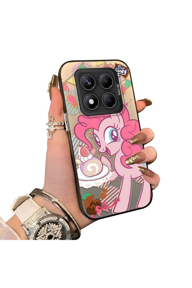 Xiaomi Redmi Note 14 Pro 4G/5G Compatible Acrylic Hard Back Panel Silicone Edged Pinkie Pie Patterned Phone Case