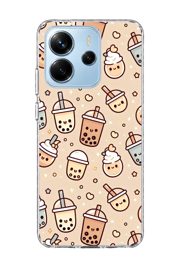 Redmi Note 14 4g Compatible Sausage Dog Pink Plaid Printed Transparent Phone Case