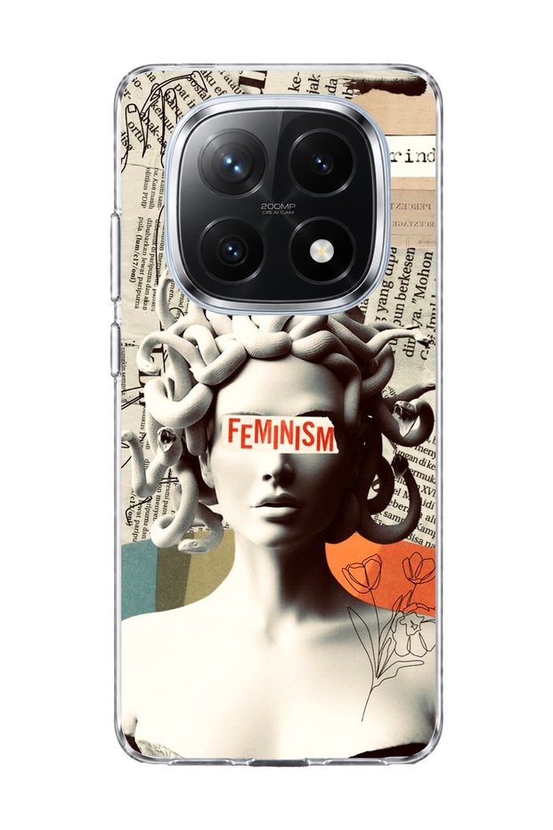 Redmi Note 14 Pro Plus 5g Compatible Snake Hair Sculpture Printed Transparent Phone Case