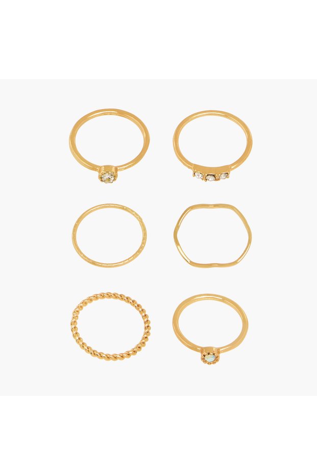 Set of 6 - Assorted Gold Tone Ring