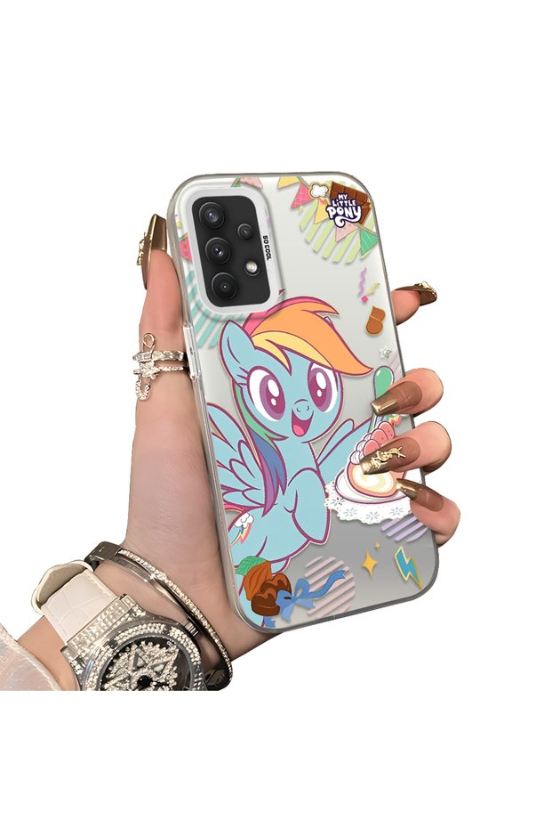 Rainbow Dash Pattern Phone Case with Silicone Edges and Acrylic Hard Back Panel Compatible with Samsung Galaxy A32 4g