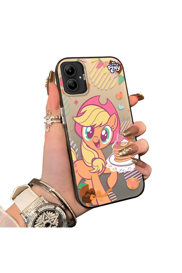 Samsung Galaxy A05 Compatible Acrylic Hard Back Panel Silicone Edged Applejack Patterned Phone Case