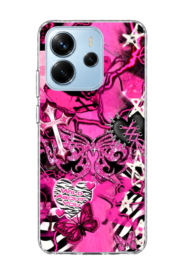 Redmi Note 14 4g Compatible Samurai Black and White Printed Transparent Phone Case