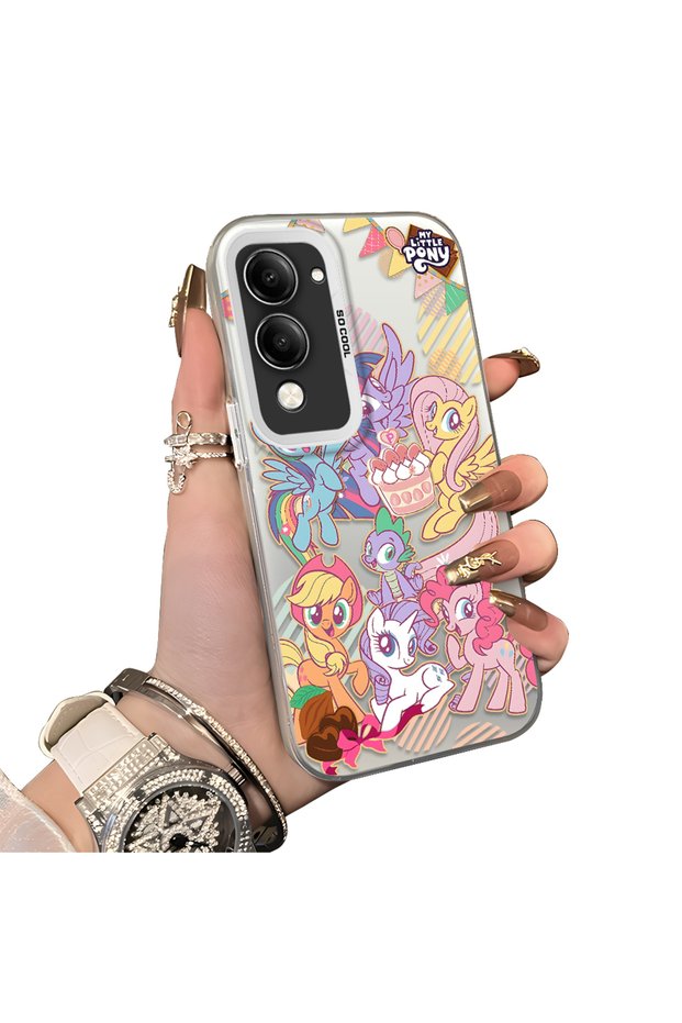 Vivo Y19S Gt Compatible Acrylic Hard Back Panel with Silicone Edges Pony Pattern Phone Case