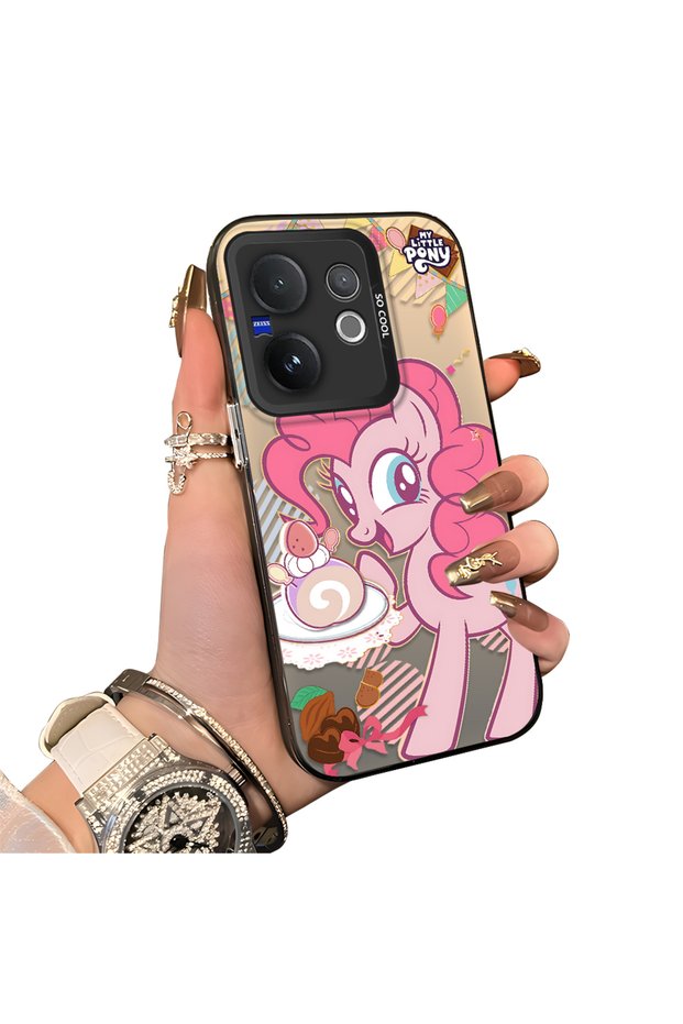 Vivo V60 Compatible Acrylic Hard Back Panel with Silicone Edges Pinkie Pie Patterned Phone Case