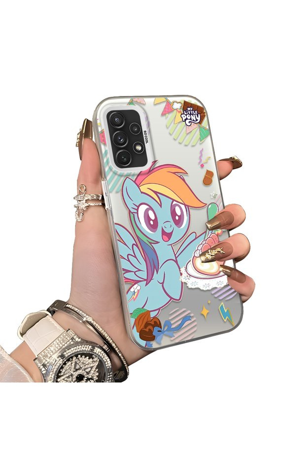 Rainbow Dash Patterned Phone Case with Acrylic Hard Back Panel and Silicone Edges, Compatible with Samsung Galaxy A72