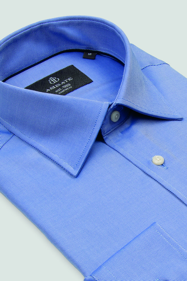 Arno Twill 100% Cotton Comfort Fit Dark Blue Pointed Collar Men's Plain Shirt