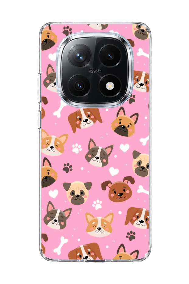 Redmi Note 14 Pro Plus 5g Compatible Dog Faces Pink Printed Transparent Phone Case