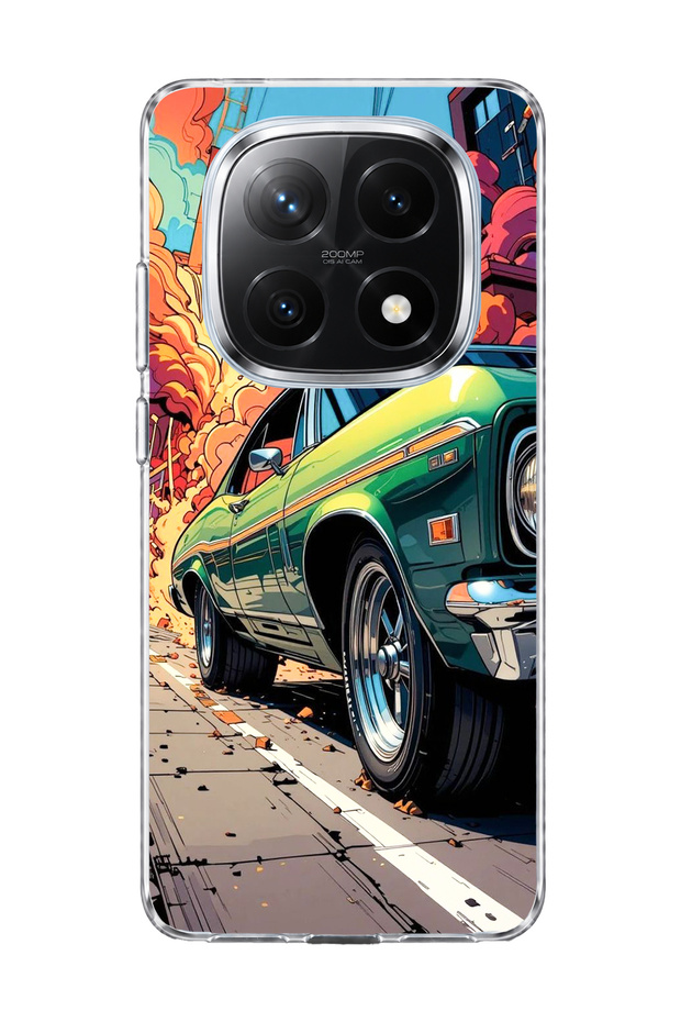 Redmi Note 14 Pro Plus 5g Compatible Green Classic Car Printed Transparent Phone Case