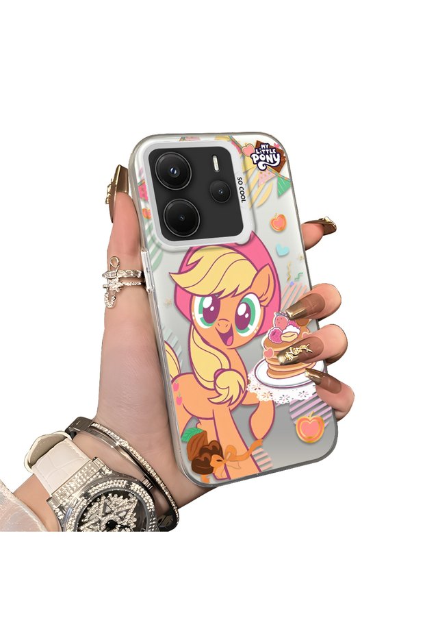 Xiaomi Redmi Note 14 4g Compatible Acrylic Hard Back Panel Silicone Edged Applejack Patterned Phone Case