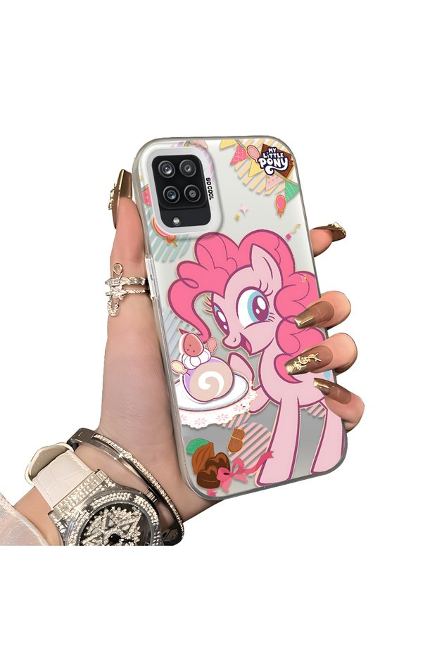 Pinkie Pie Patterned Phone Case with Silicone Edges and Acrylic Hard Back Panel Compatible with Samsung Galaxy A12/M12