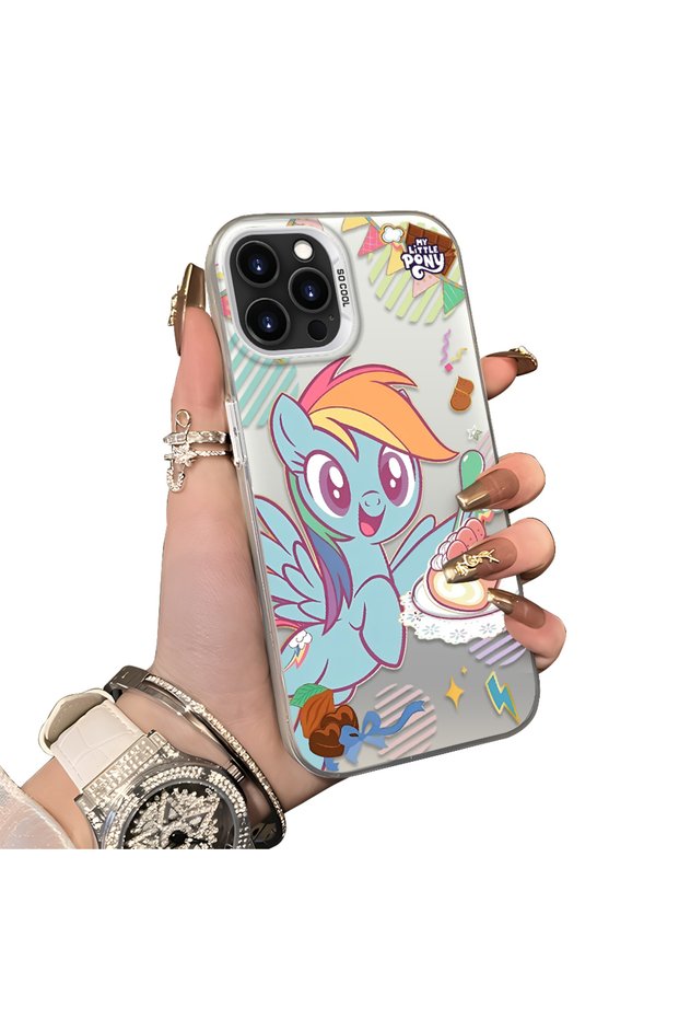Rainbow Dash Pattern Phone Case with Acrylic Hard Back Panel and Silicone Edges, Compatible with iPhone 13 Pro Max