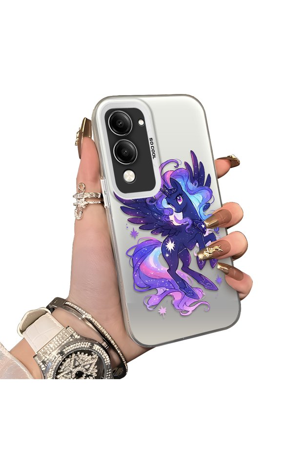 Vivo Y04 Compatible Acrylic Hard Back Panel with Silicone Edges Princess Luna Patterned Phone Case