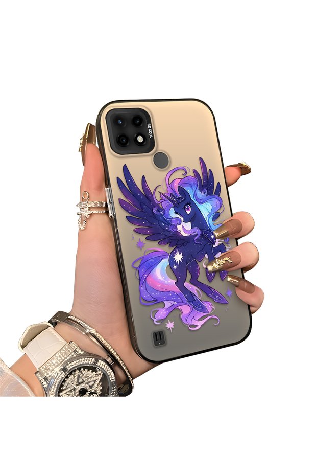 Realme C21 Compatible Acrylic Hard Back Panel with Silicone Edges Princess Luna Patterned Phone Case