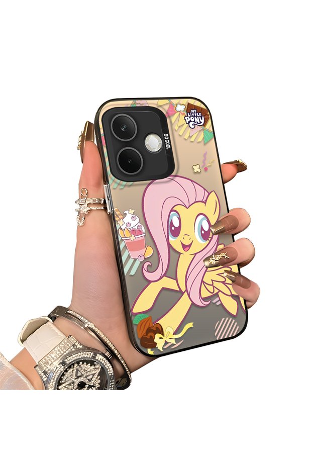 Fluttershy Pattern Phone Case for Oppo A5 Pro 4G/5G Compatible Acrylic Hard Back Panel with Silicone Edges